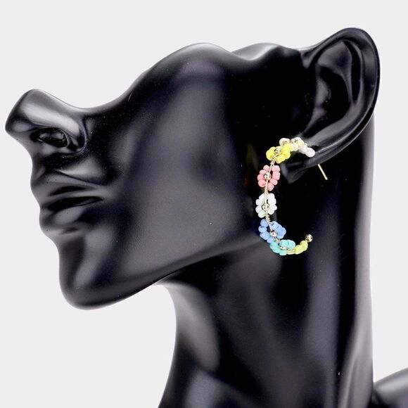 5/$25 Flower Multi Seed Beaded Earrings - Picture 1 of 6